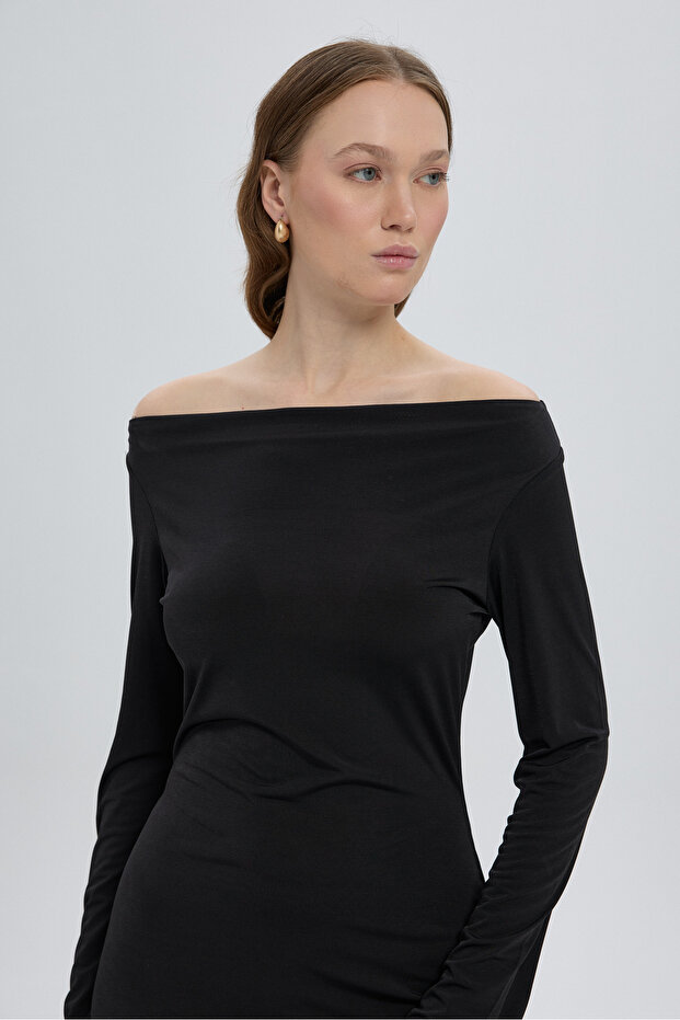 Rochie lungă neagră Valeria - 8