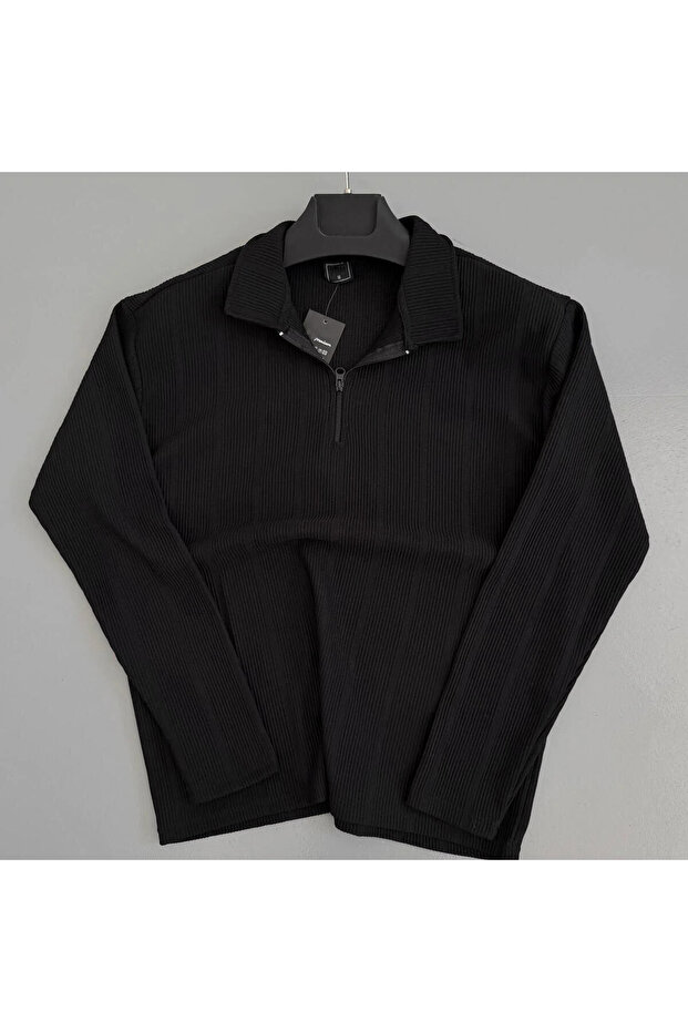 Men's Half Zipper Ottoman Knitwear Wide Cut