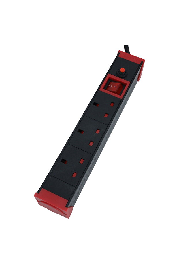 موزع كهربائي مع مفتاح SAFEX، 3 منافذ - أسود - 1