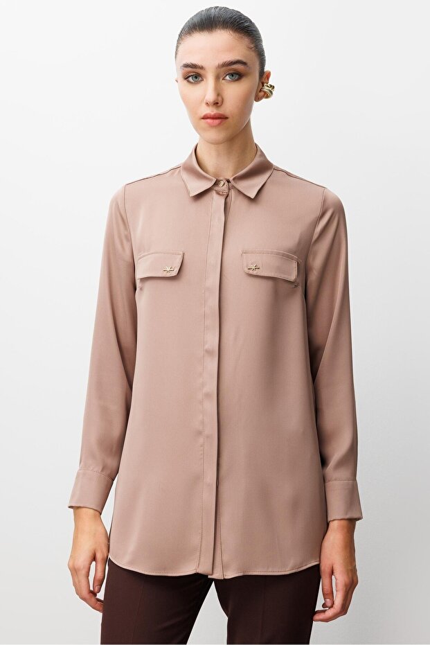 MODAİLGİ Saten Gömlek 10020 CAMEL - 3