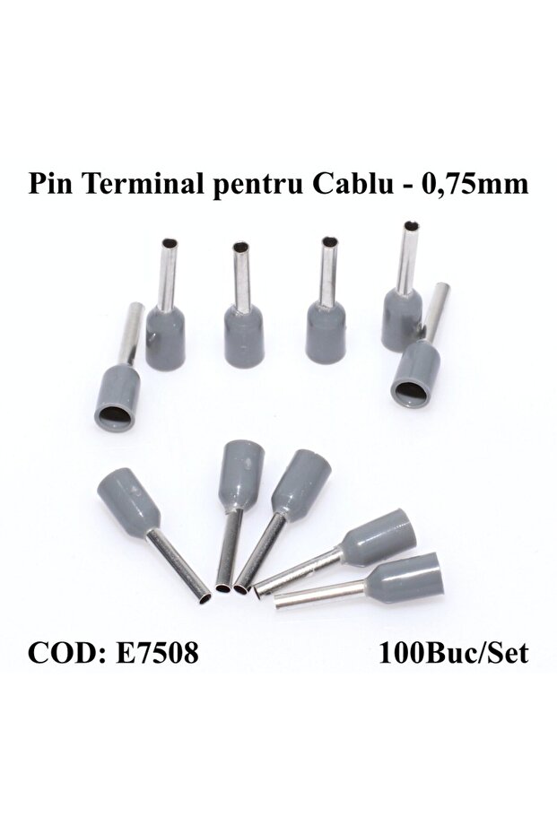 Cable Terminal Pin E7508 Gray, 100Pcs/Set - 5
