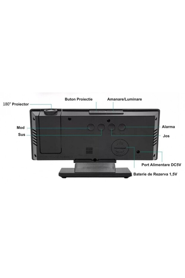 Mirror Projection Clock 3618LP, White - 4