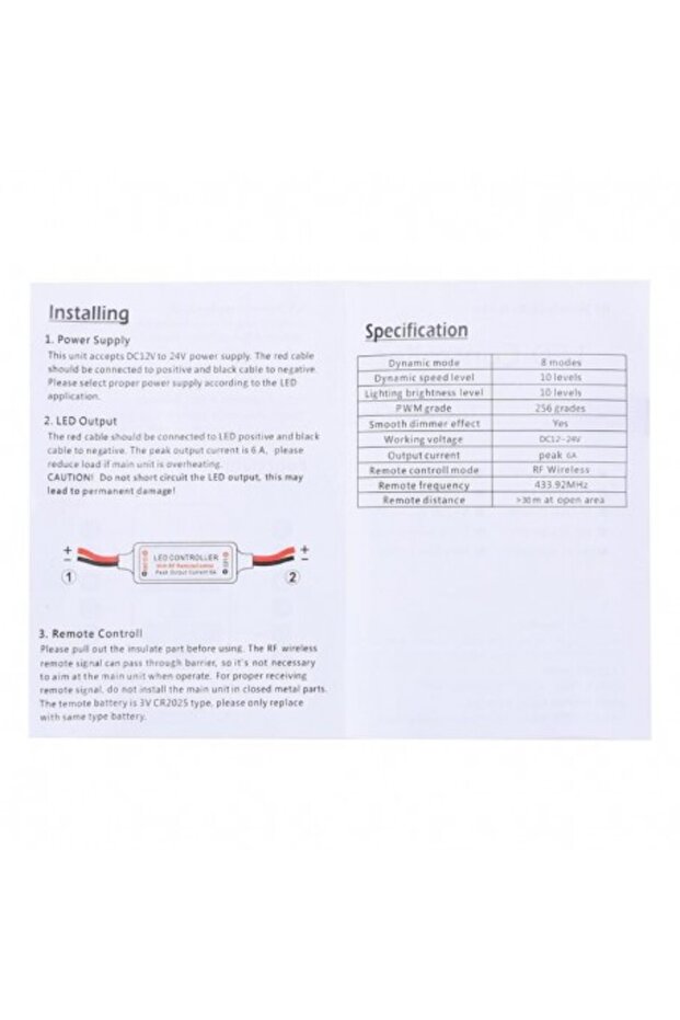 Monocolor RF Wireless Led Strip Controller - 3
