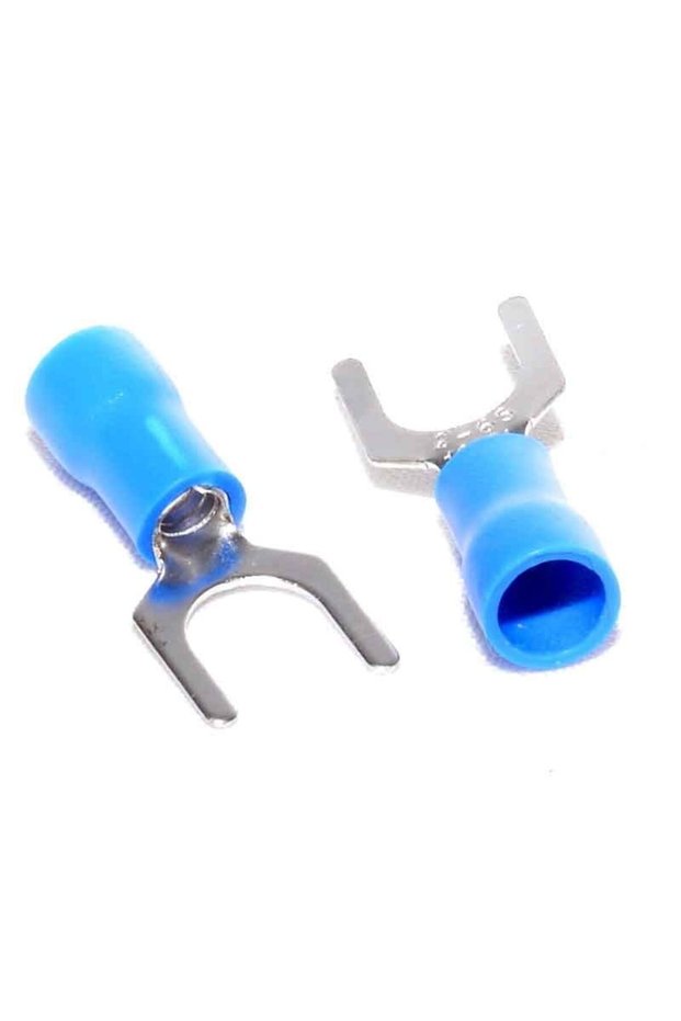 Fork Type Electrical Shoe 6mm - Blue, 100B/Set