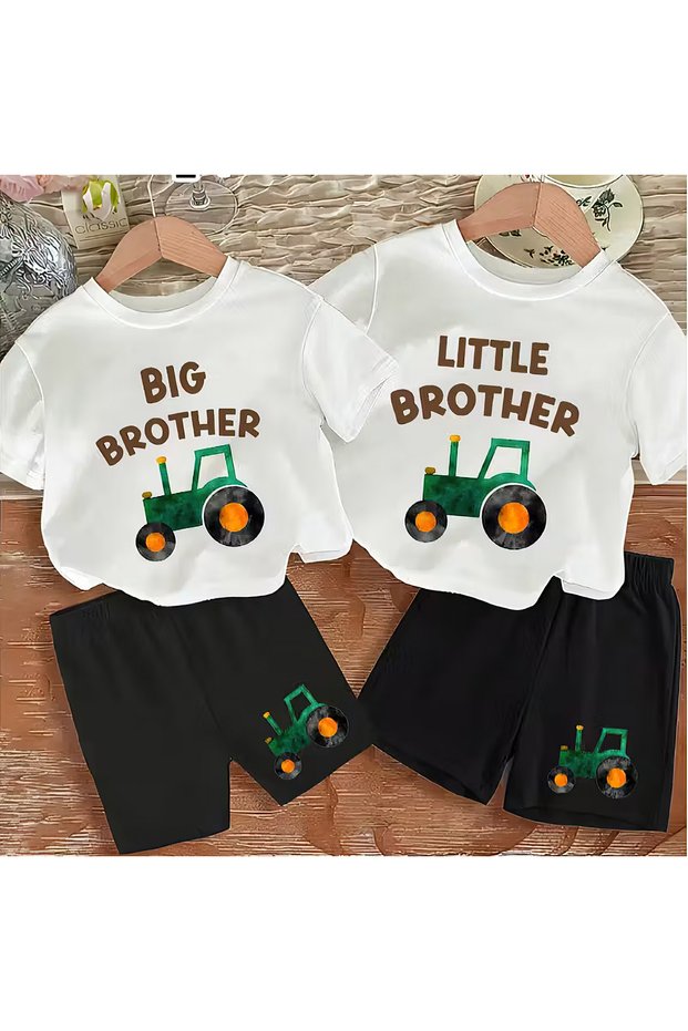 Brother and Sister Shorts T-Shirt Set Combination (the Price Is for 1 T-Shirt and 1 Short)
