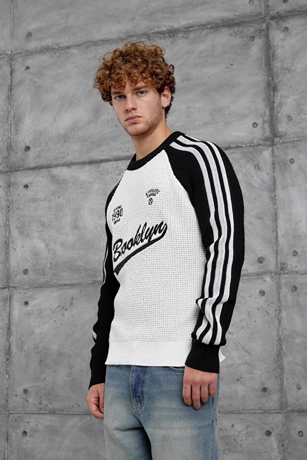 Siyah BEYAZ NMRC ÖRME TRİKO - 1