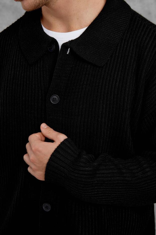 Siyah DPP OVERSIZE ÖRME HIRKA - 4