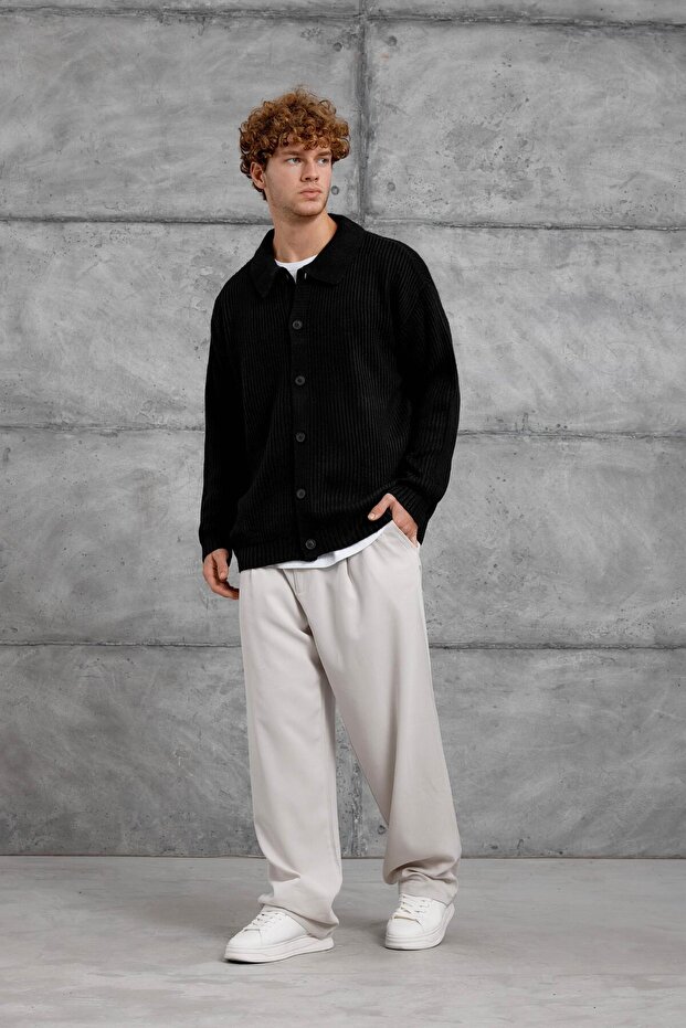 Siyah DPP OVERSIZE ÖRME HIRKA - 3