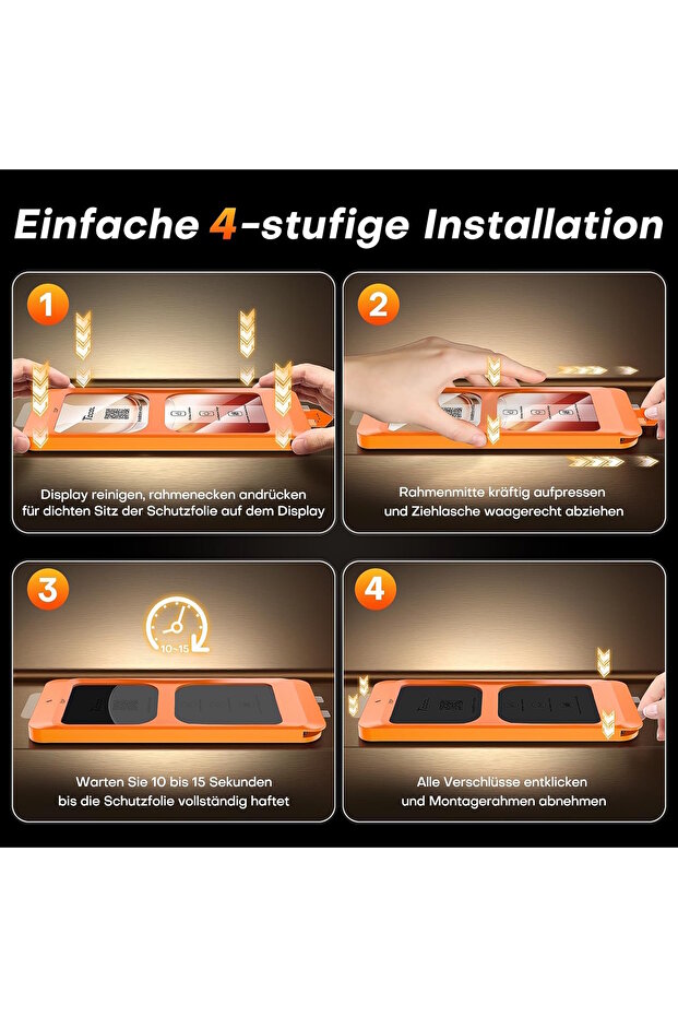 iPhone 17 Pro Max Full Coverage Tempered Screen Protector with Applicator, Shatterproof Glass - 5