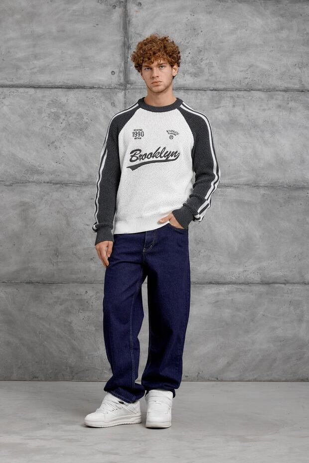 Gri BEYAZ NMRC ÖRME TRİKO - 4