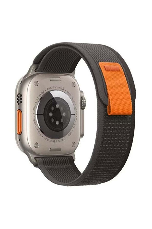 Trail Nylon Loop Strap for Apple Watch (42/44/45/49mm) Adjustable Sport Braided Band - Black