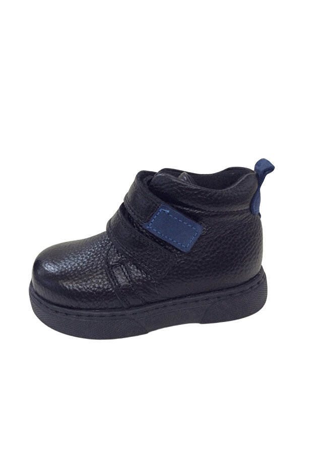 Ortopedikal1001 Ridente Black Blue Baby Boy Boots 100% Leather Velcro