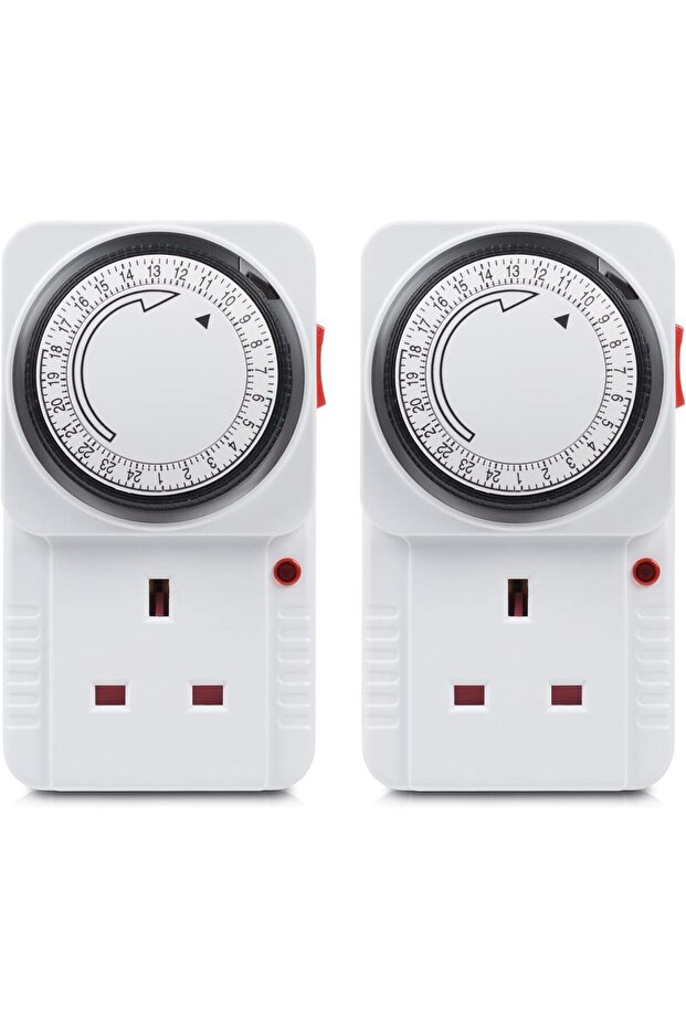 24 Hour Programmable Mechanical Timer Plug Socket 13A Energy Saving UK Plug-in Switch 2 Pack - 1