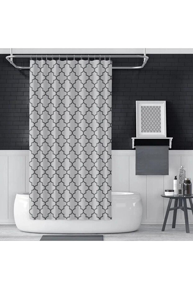 Bathroom Curtain 1X240X200 Single Panel Shower Curtain with Ring Gift Shower Cabin Curtain 2111