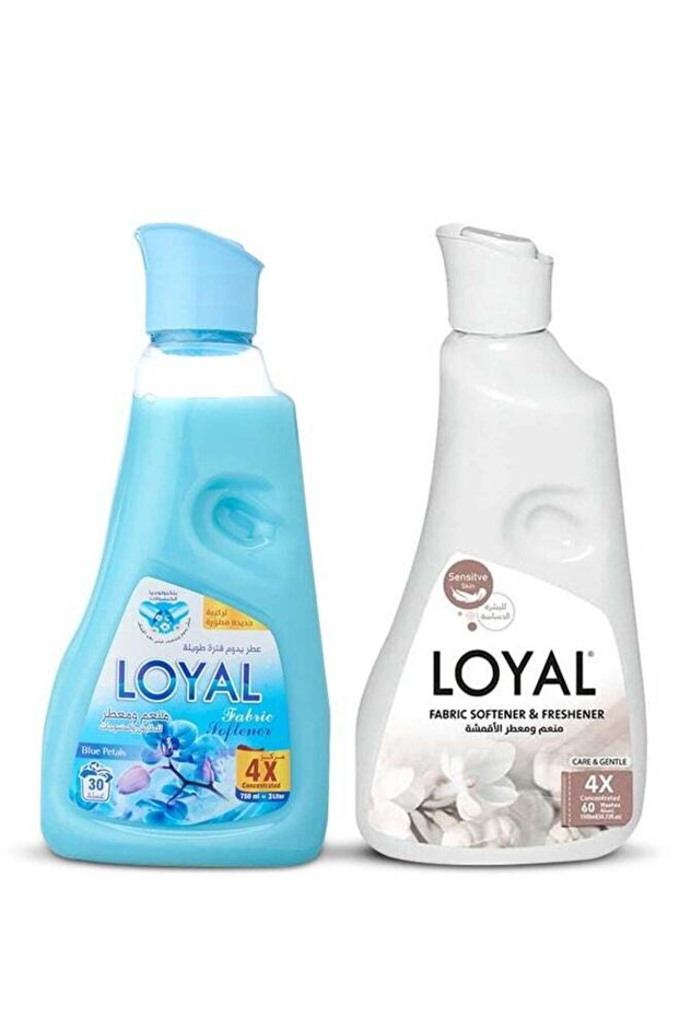 loyal Fabric Softener & Freshener Concentrated Blue Petals-Care & Gentle 30 Washes 2x750ml
