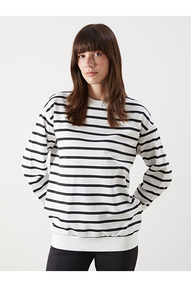 Lcw Comfort Crew Neck Striped Women's Sweatshirt