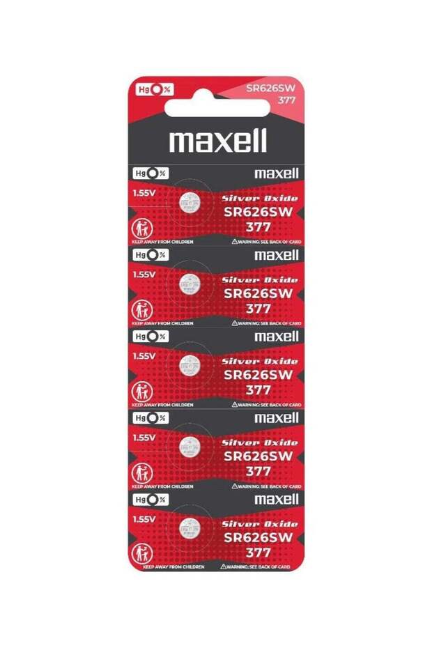 Maxell 5-Pieces Maxell SR626SW / 377 Silver Oxide Hg0% 1.55V (maxell) Japan Batteries