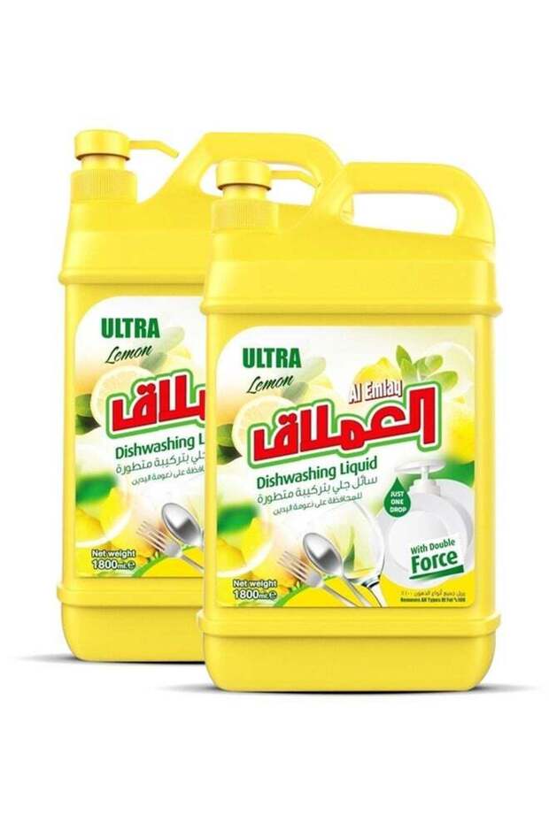 Al Emlaq Ultra Dishwashing Liquid Lemon 2x1800ml