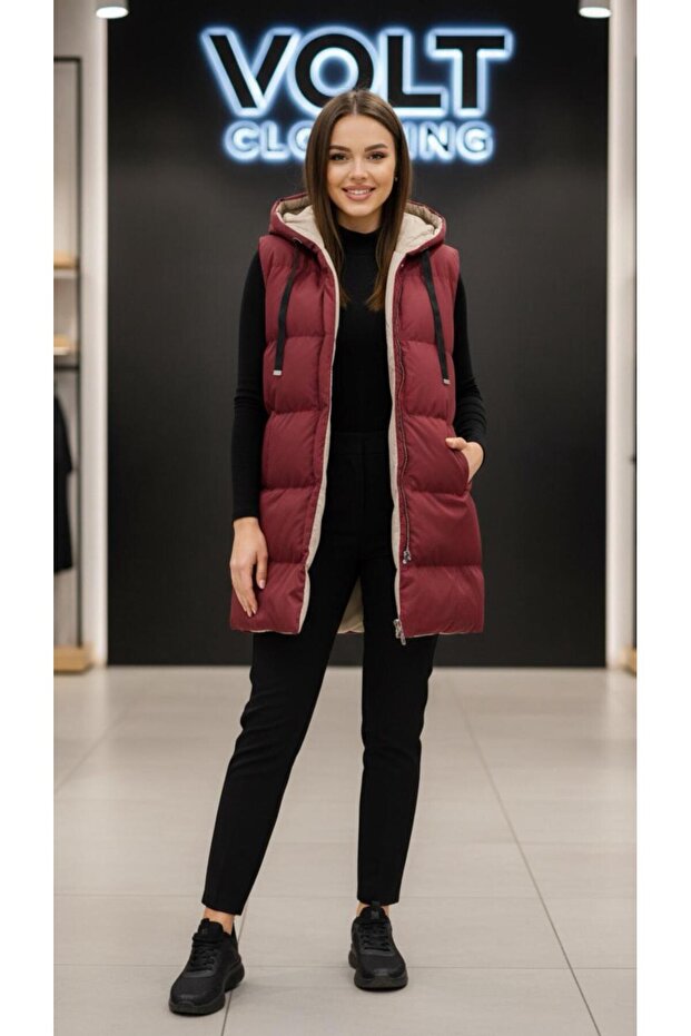 Double Sided Padded Hooded Woven Vest