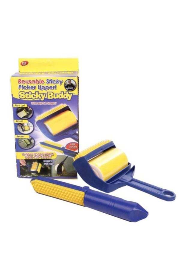 Sticky Buddy 2-Piece Pet Hair Remover Lint Roller Brush Yellow/Purple