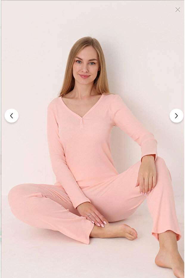 Kadın % 100 Cotton Basic Pijama Takımı - 1