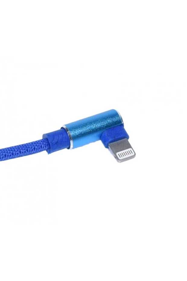 USB Data Cable - iPhone Lighting with 90 angle, Blue, 1m - 4