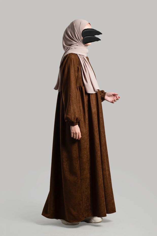 Süet Elbise Ferace - Taba - 6