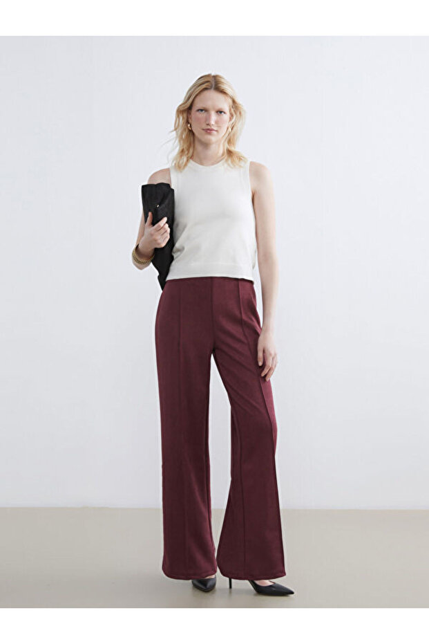 Esvab • Modern & Distinctive Women's Suede Trousers with Waist Drawstring