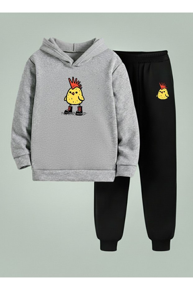 Child Hooded Set Artist Ci̇vci̇v Bass Printed Thread Sharad Fleece-Lined Atshirt - Tracksuit Set