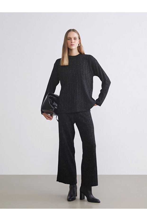 Esvab • Modern & Distinctive Wide-Leg Women's Knitwear Pants with Waist Cord