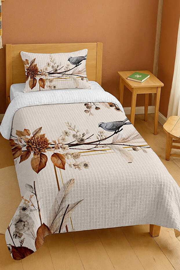 100% Cotton Bohemian Dove on the Branch Patterned Single Pike Set