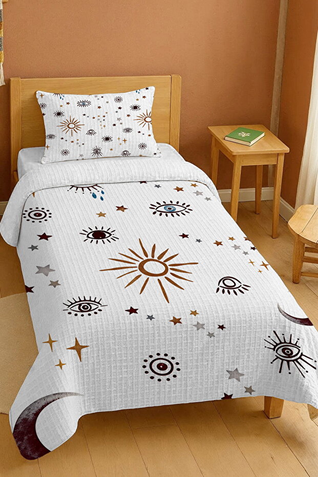 100% Cotton Ethnic Eye and Motifs Patterned Single Pike Set