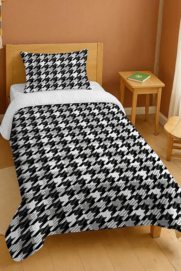 طقم بيكيه فردي بنقشة هاوند هاوند مصنوع من القطن بنسبة 100% - 1