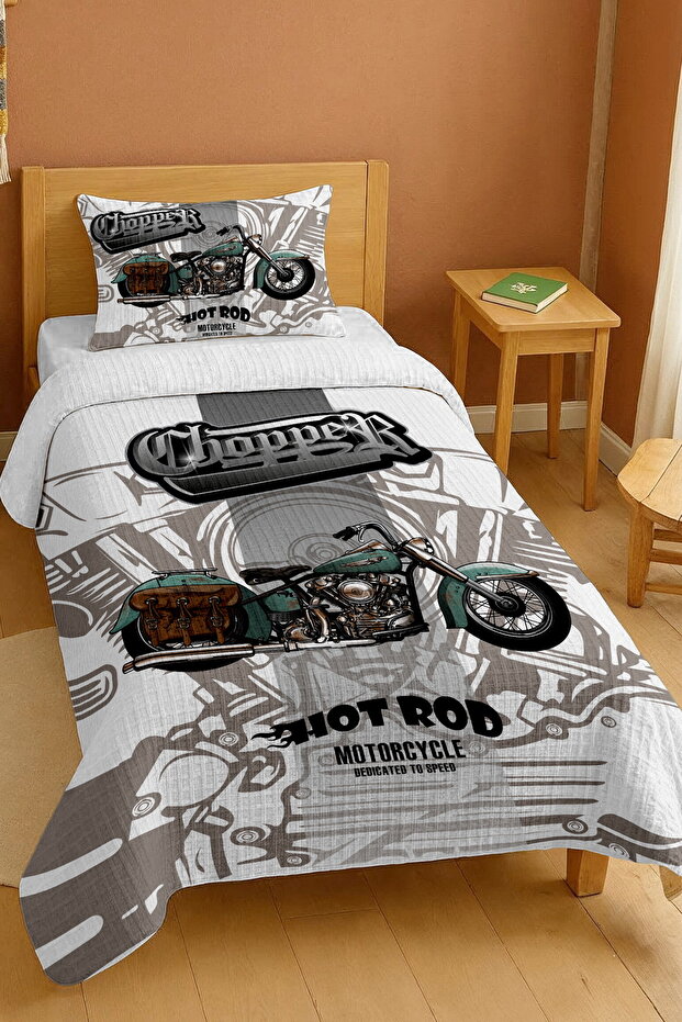 100% Cotton Chopper Legend Patterned Twin Bedspread Set
