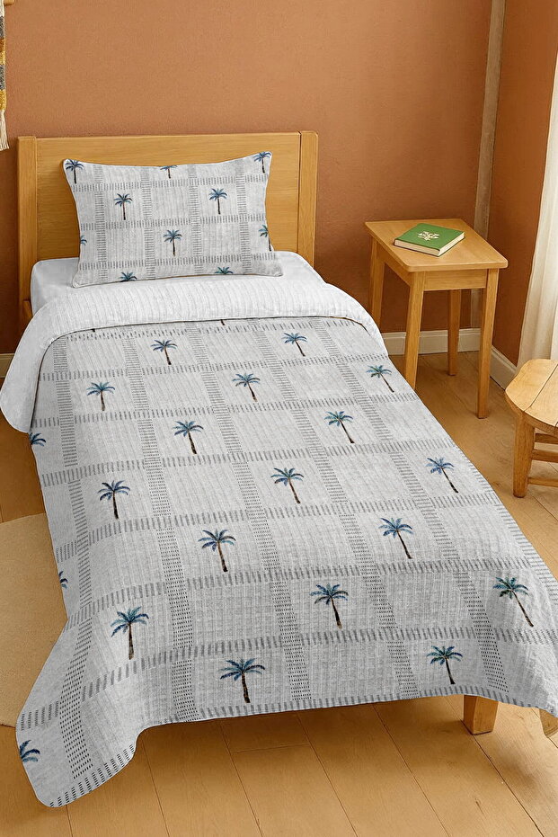 100% Cotton Palm Tree Patterned Single Pique Set