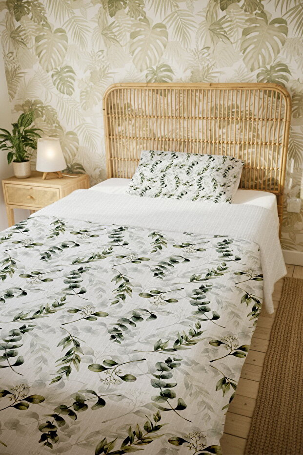 100% Cotton Eucalyptus Shade Patterned Single Pike Set - 5