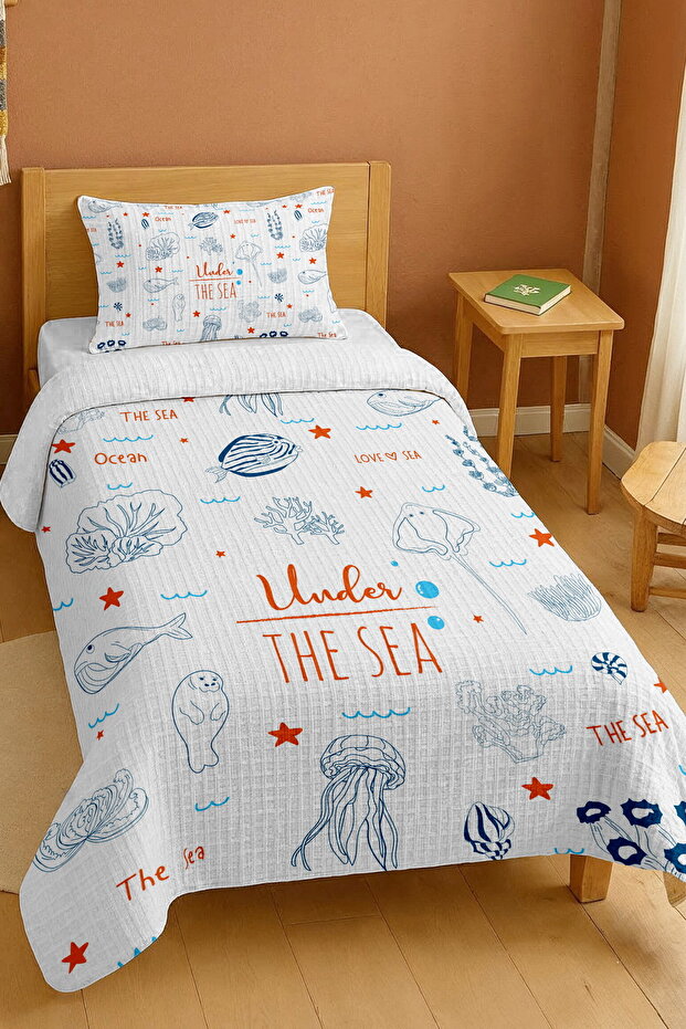 100% Cotton Animals under the Sea Patterned Single Pike Set