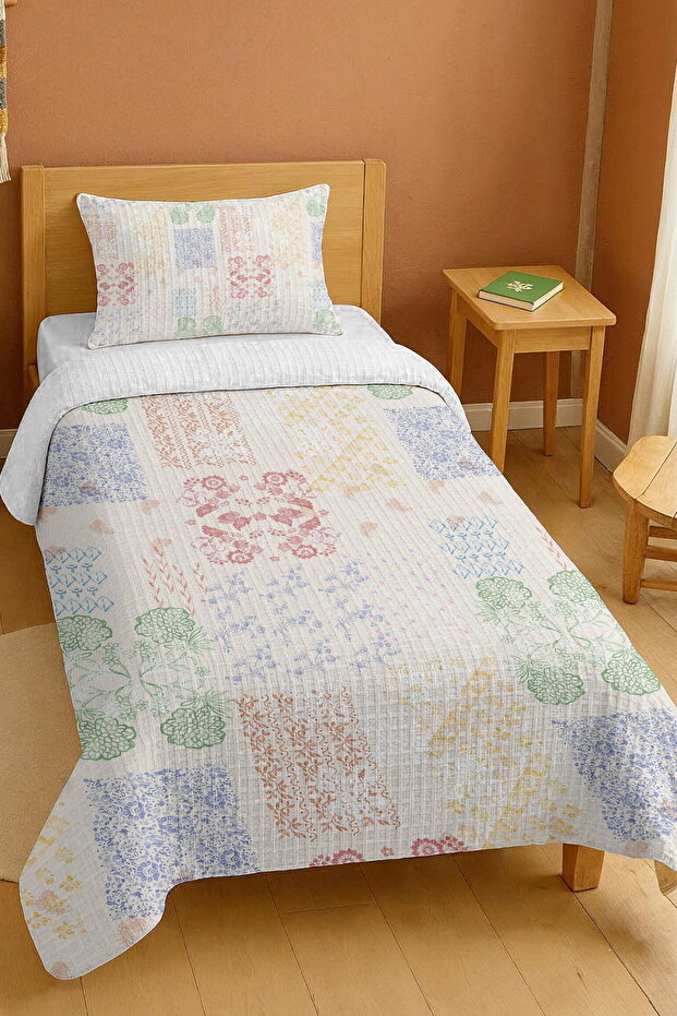 100% Cotton Patch Botanical Patterned Single Pike Set