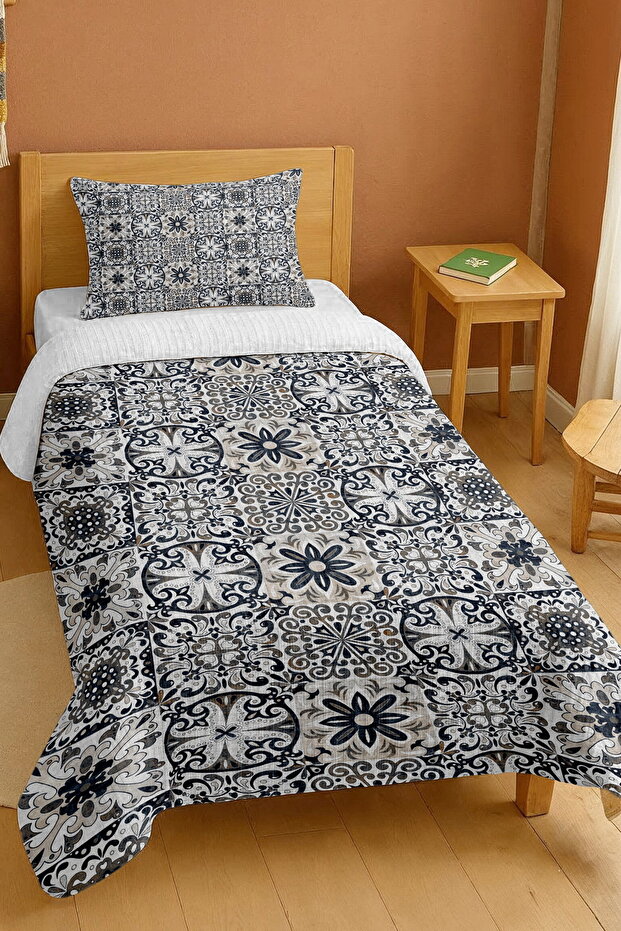 100% Cotton Gothic Floral Tile Patterned Single Pike Set