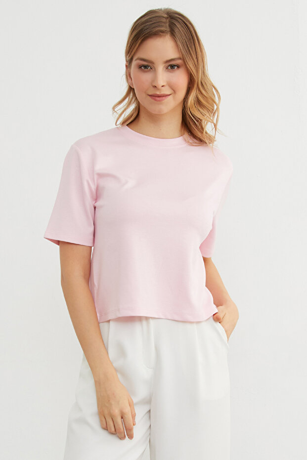 Basic Bisiket Yaka Modal Tişört - 5