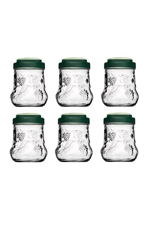 Garden 6-Piece Glass Jar 1000 Cc Food Storage Jar 80066 Green