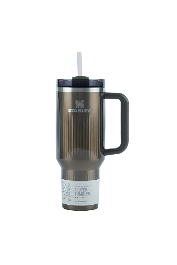 Quencher ® H2.0 Fluted Tumbler Thermos Cup with Straw 1,18L Flask with Straw Platinum