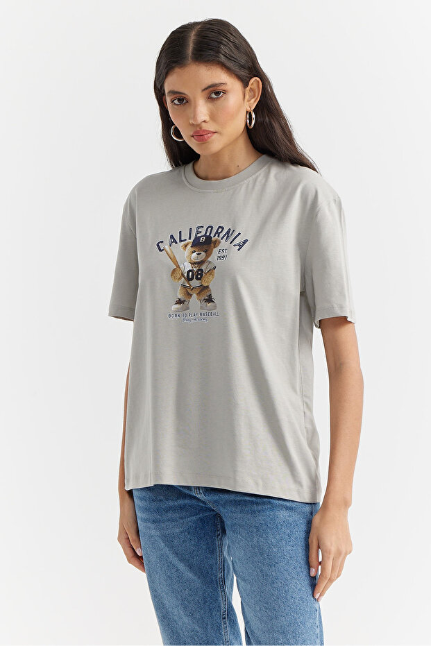 Kadın Basic Baskılı T-shirt - 3