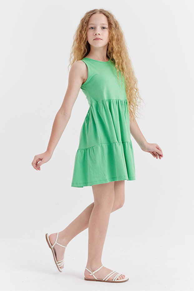 Kız Çocuk Basic Büzgülü Elbise - 4