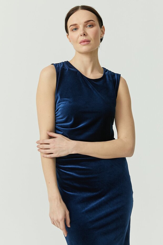 Kadın Drapeli Kadife Elbise - 6