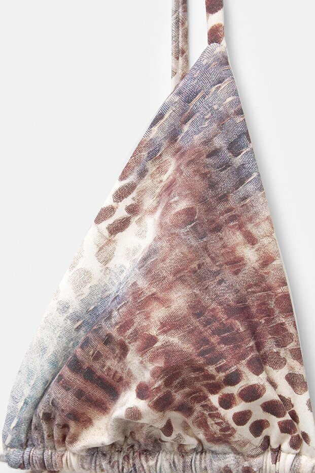 Desenli üçgen bikini üstü - 5