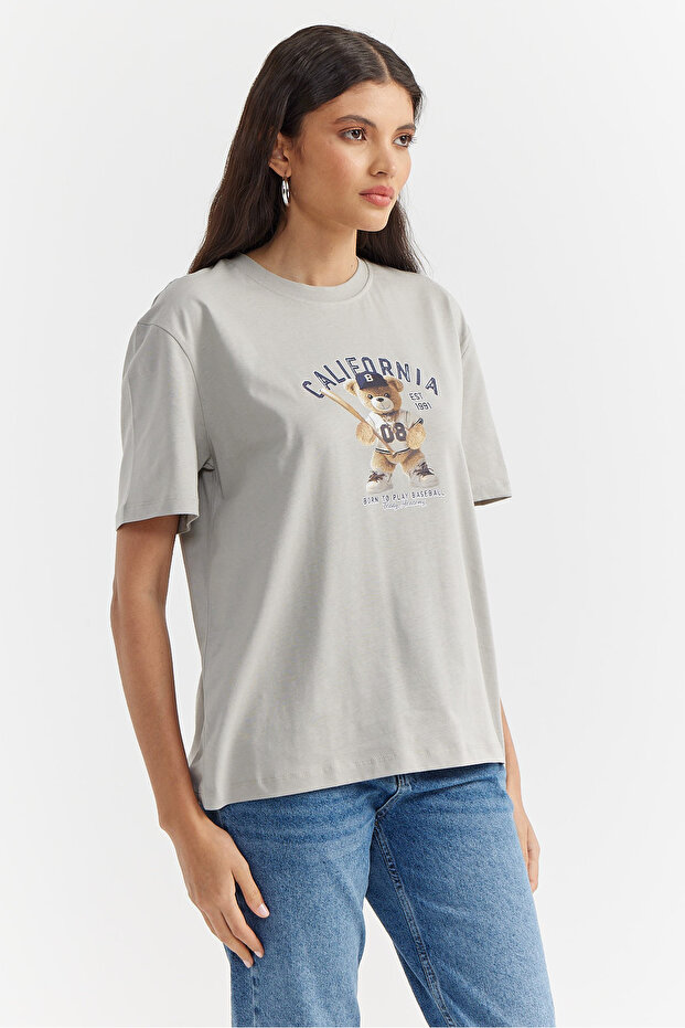 Kadın Basic Baskılı T-shirt - 2