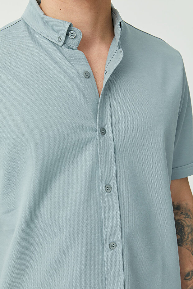 Düğmeli Yaka Regular Gömlek - 8