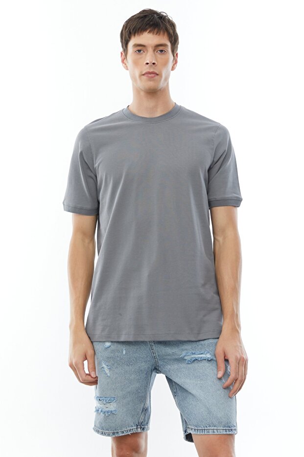 Bisiklet Yaka Basic T-shirt - 1