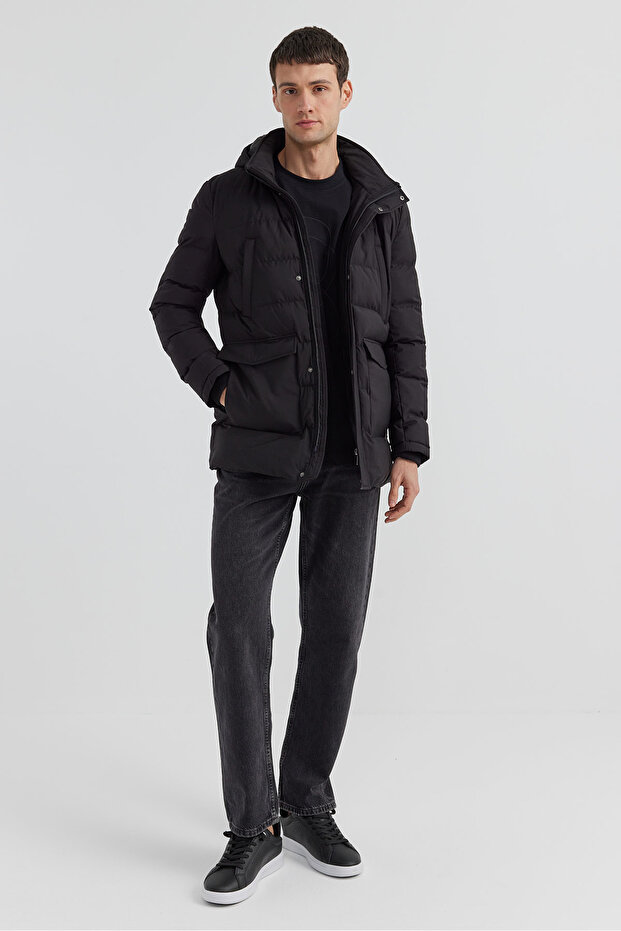Erkek Kapüşonlu Regular Mont - 5